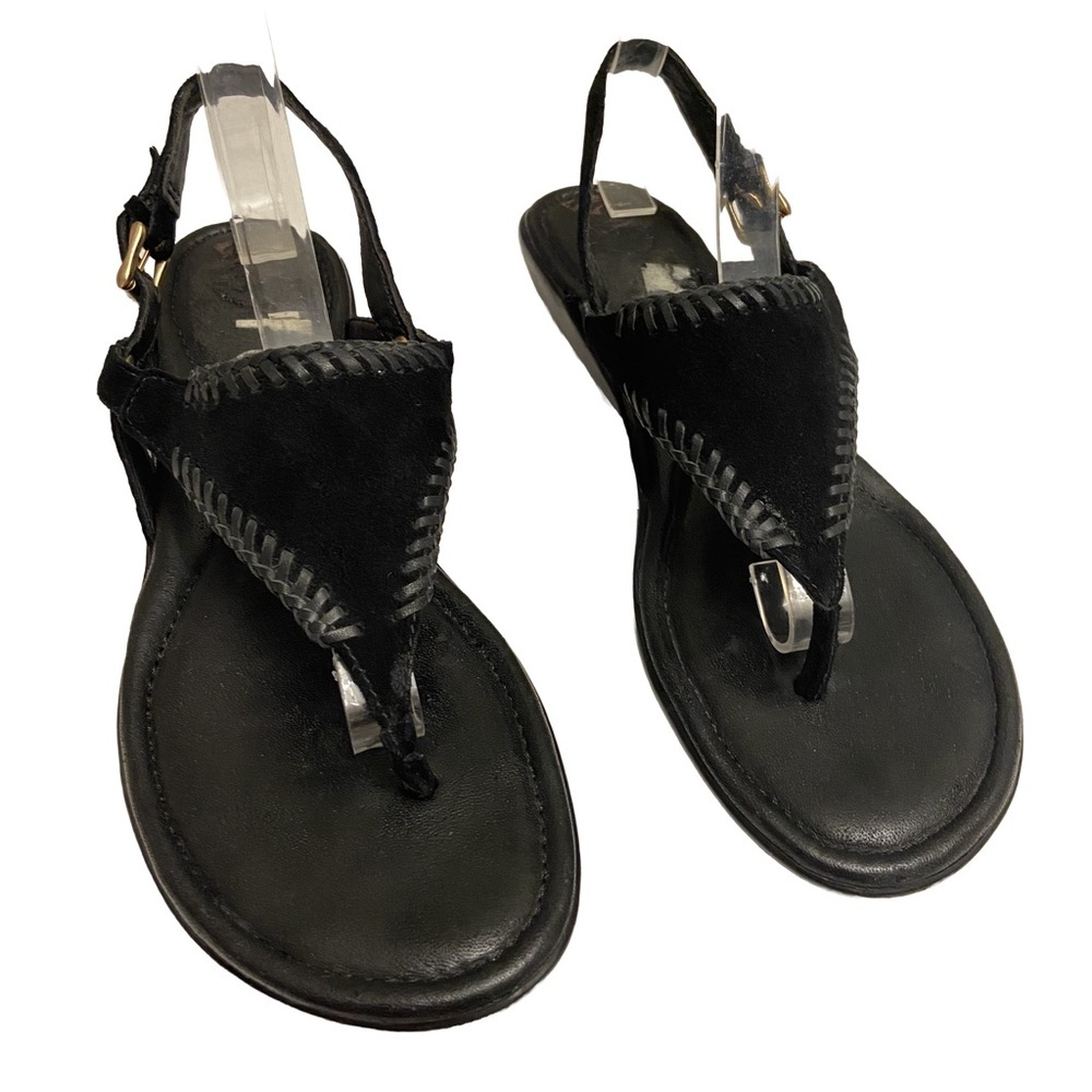 Johnston and Murphy Women’s Genuine Leather Black Suede Ankle Closure Sandals. - Picture 2 of 9